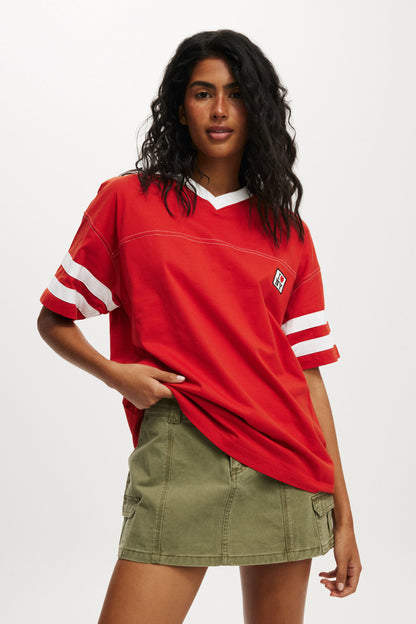 I Love NY V Neck Oversized Graphic Tee