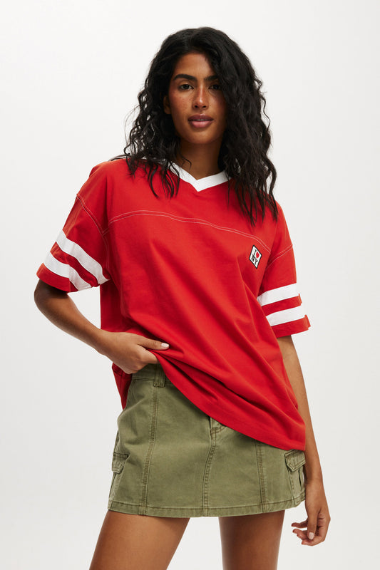I Love NY V Neck Oversized Graphic Tee