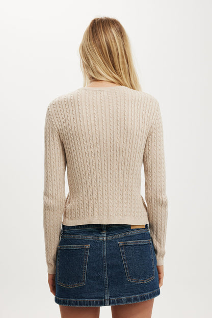 Cotton Crew Neck Cardigan