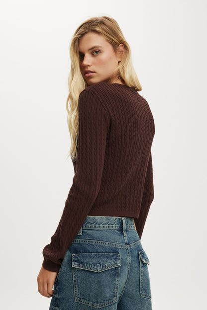 Cotton Crew Neck Cardigan
