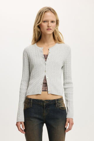 Cotton Crew Neck Cardigan