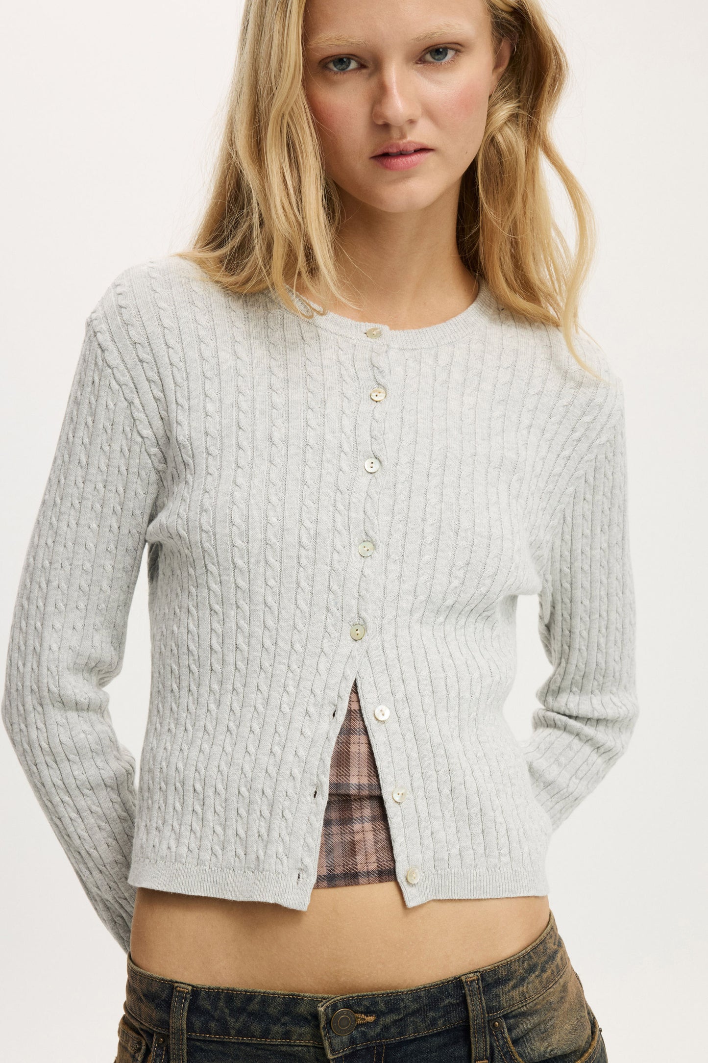 Cotton Crew Neck Cardigan
