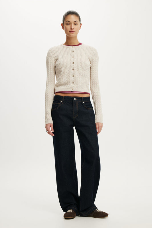 Cotton Crew Neck Cardigan