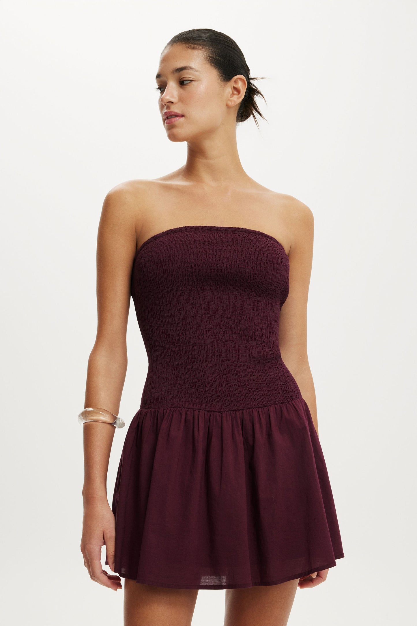 Shirred Tube Mini Dress