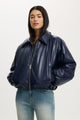 Faux Leather Puff Bomber