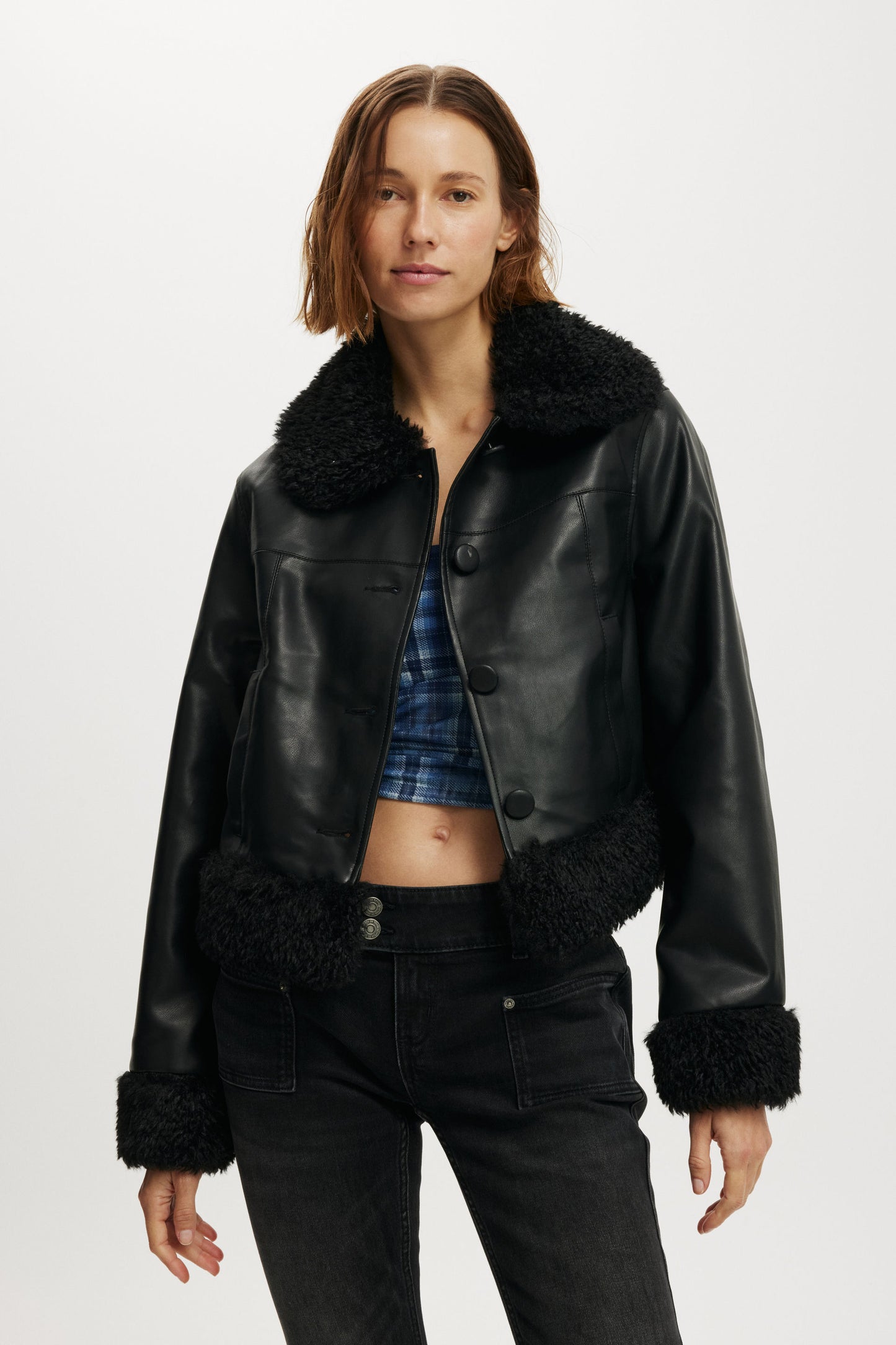 Peggy Faux Fur Trim Jacket