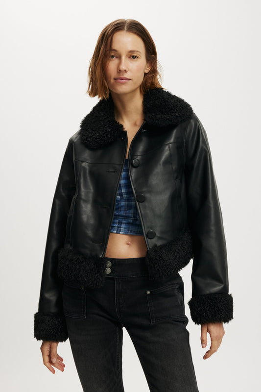 Peggy Faux Fur Trim Jacket