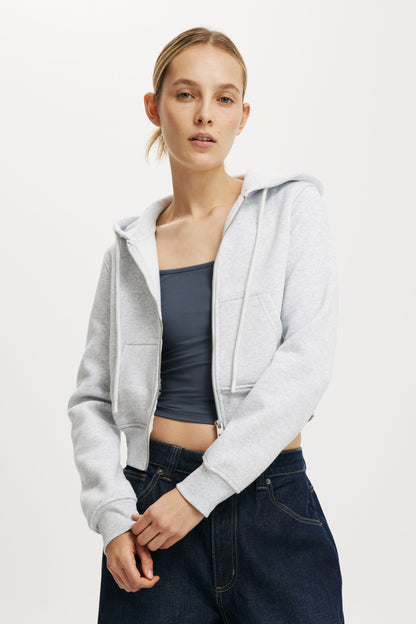 Premium Cropped Zip Through Hoodie