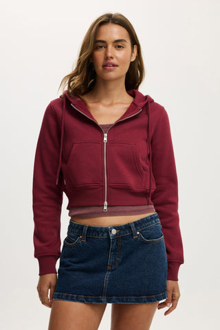 Premium Cropped Zip Through Hoodie