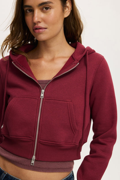 Premium Cropped Zip Through Hoodie
