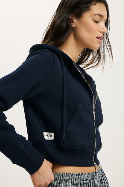 Premium Cropped Zip Through Hoodie