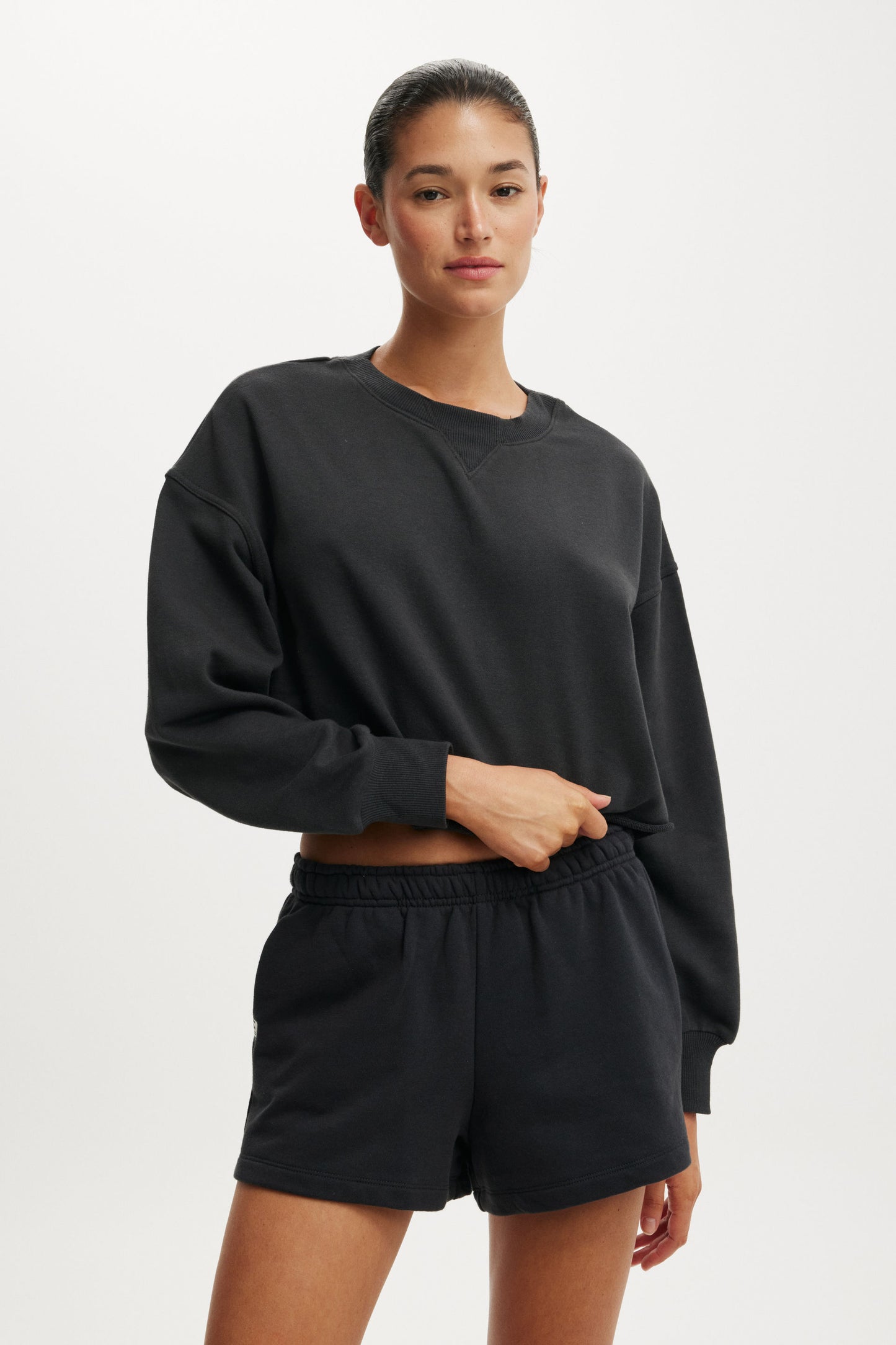 Cropped Fleece Sweatshirt