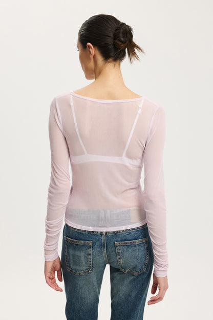 Alix Mesh Button Through Long Sleeve