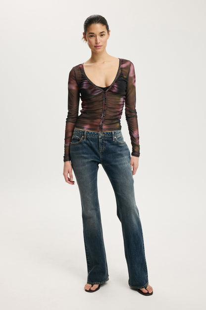 Alix Mesh Button Through Long Sleeve