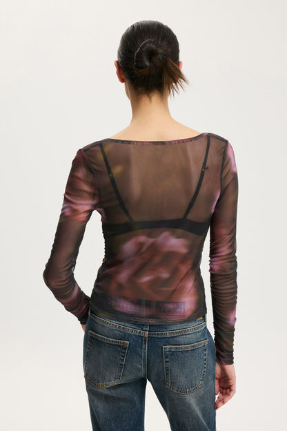 Alix Mesh Button Through Long Sleeve