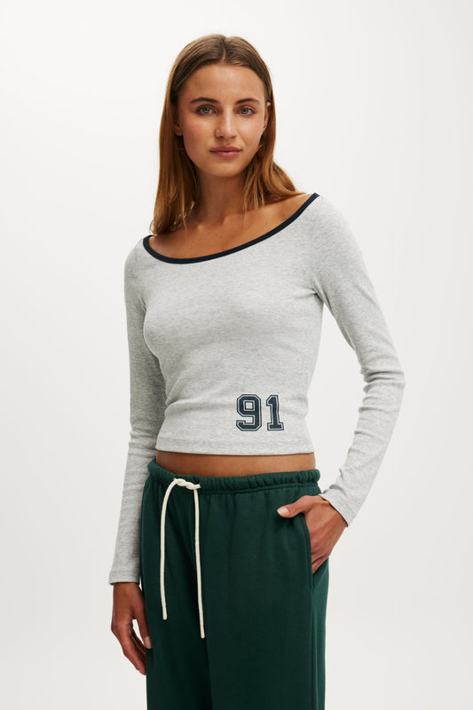 The Ls Off Shoulder Graphic Tee