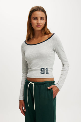 The Ls Off Shoulder Graphic Tee