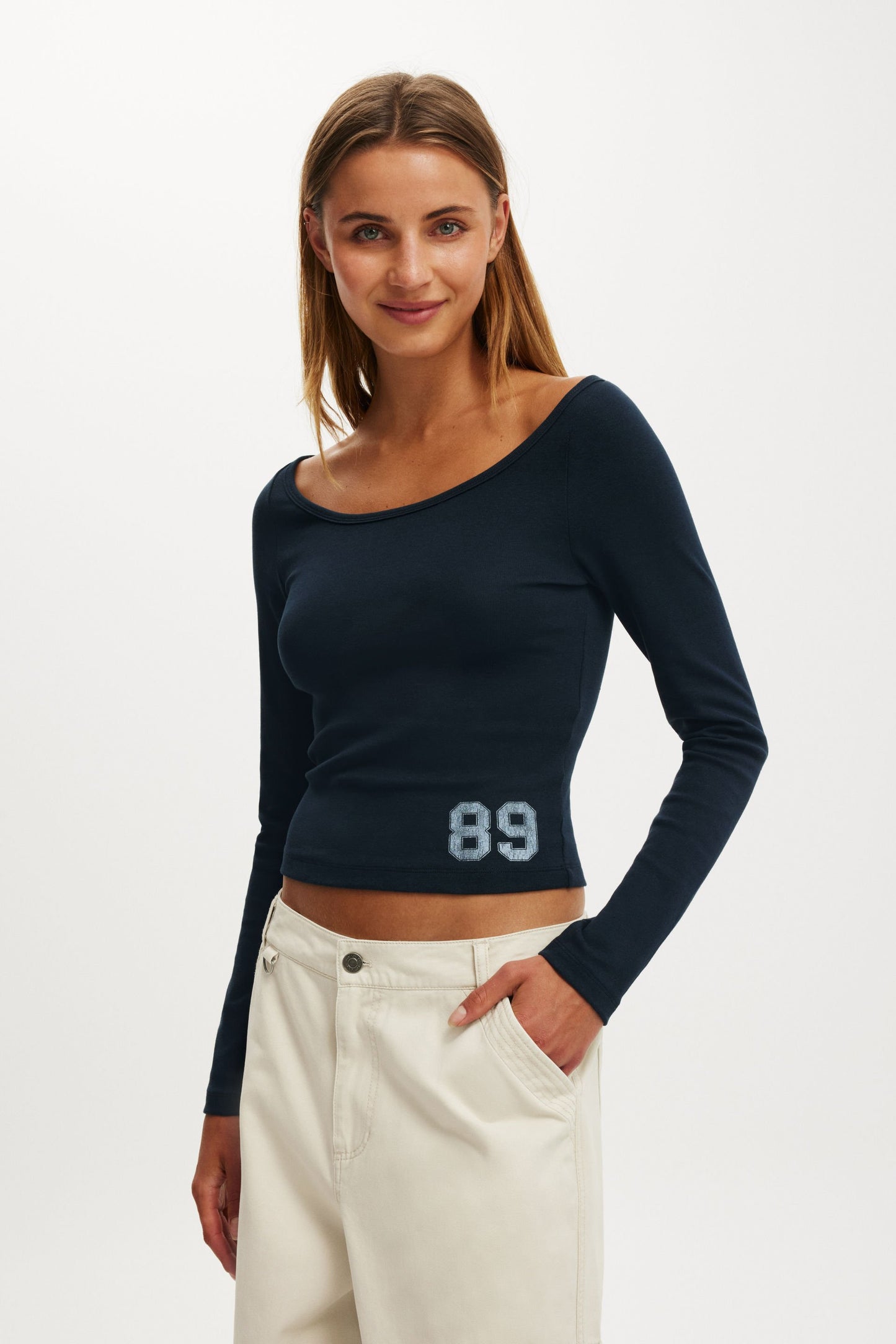 The Ls Off Shoulder Graphic Tee