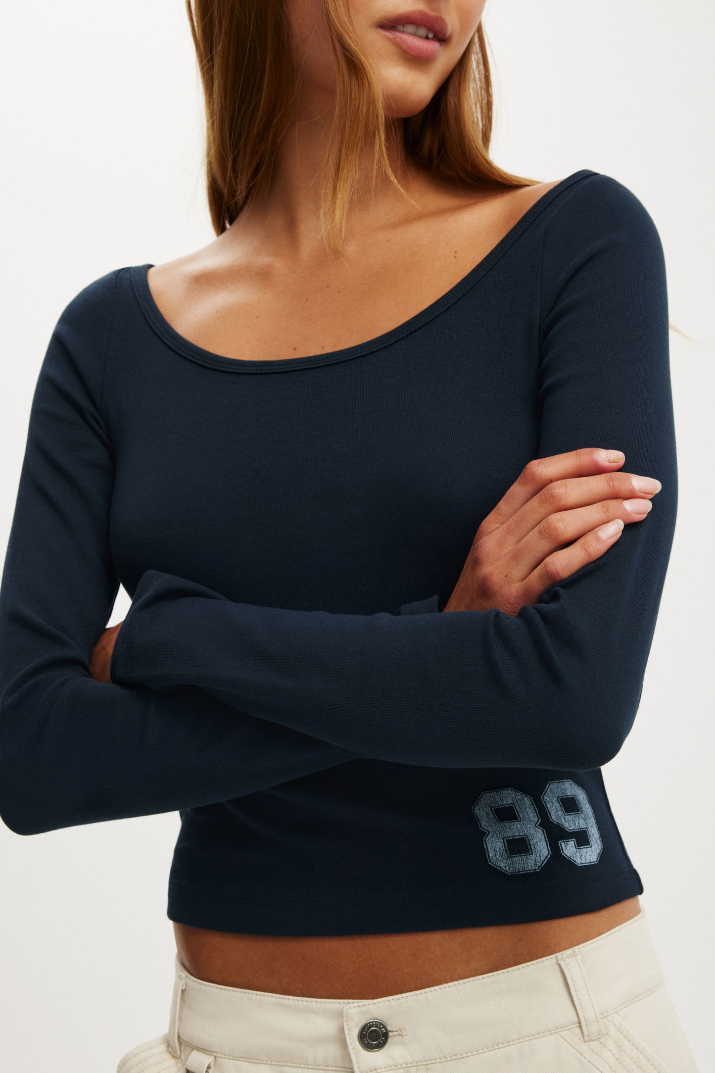 The Ls Off Shoulder Graphic Tee