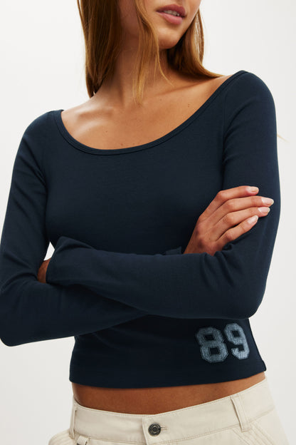 The Ls Off Shoulder Graphic Tee