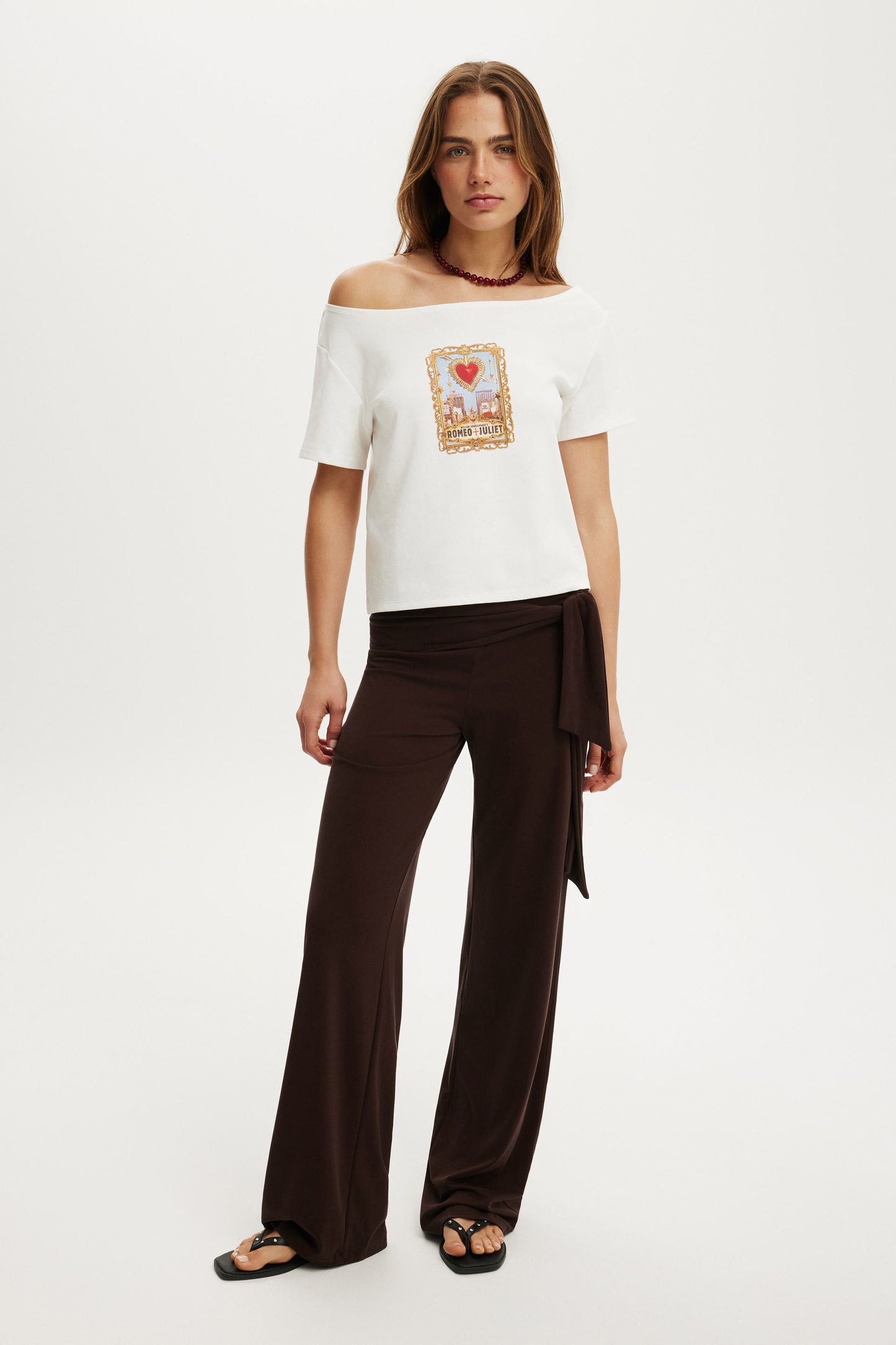 Disney Romeo & Juliet Off Shoulder Graphic Tee