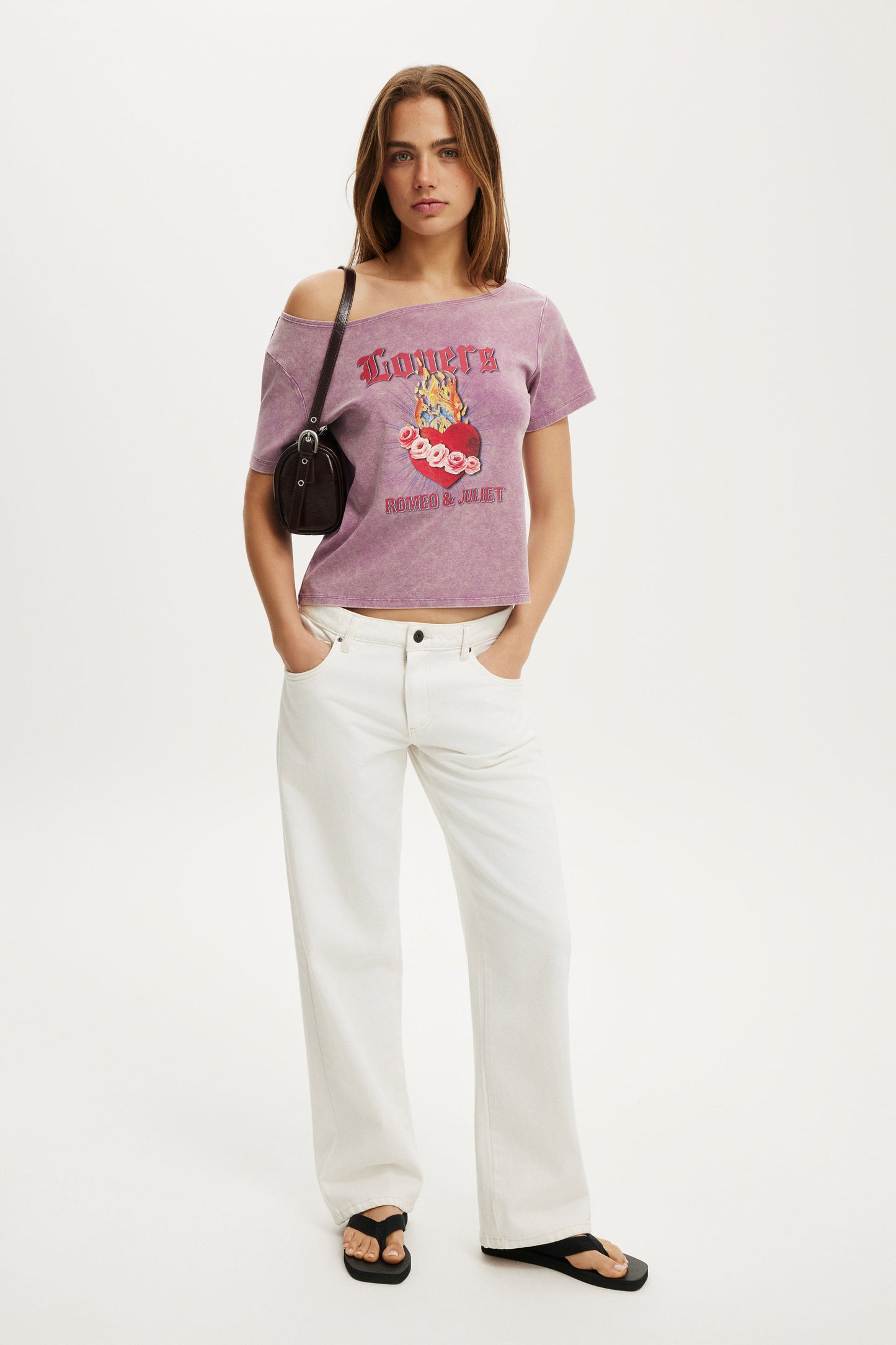 Disney Romeo &amp; Juliet Off Shoulder Graphic Tee