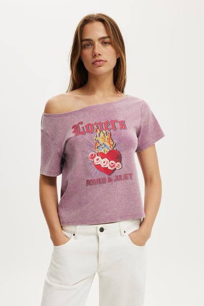 Disney Romeo &amp; Juliet Off Shoulder Graphic Tee