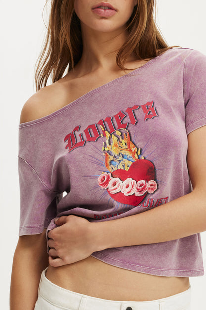 Disney Romeo &amp; Juliet Off Shoulder Graphic Tee
