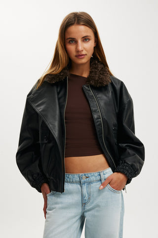 Darcy Faux Leather Bomber