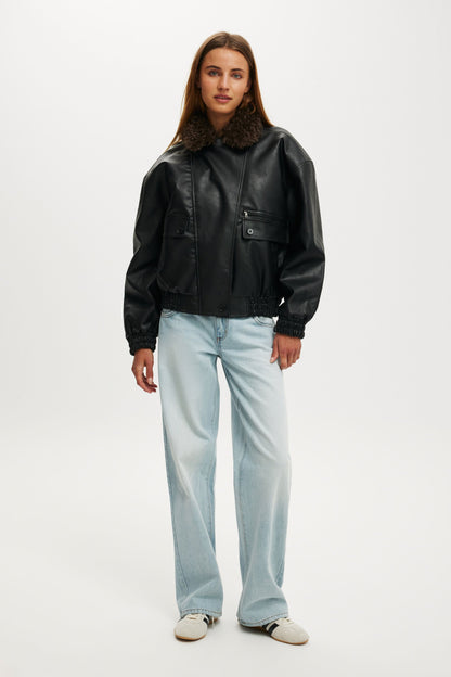 Darcy Faux Leather Bomber