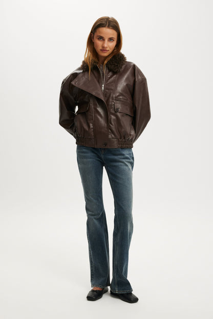 Darcy Faux Leather Bomber
