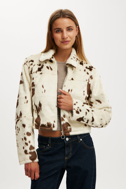 Cow Faux Fur Jacket