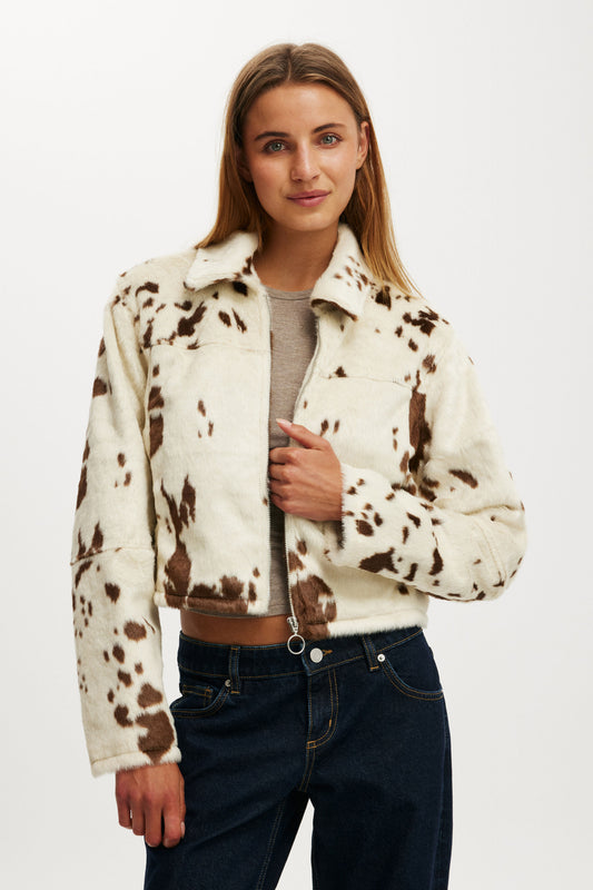 Cow Faux Fur Jacket
