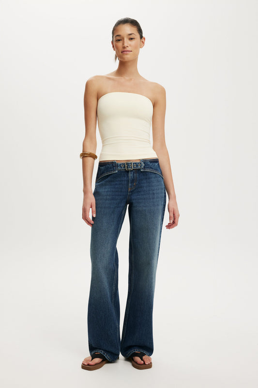Belted Low Rise Straight Jean