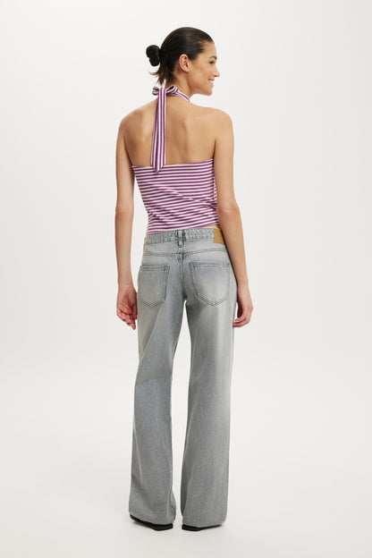 Belted Low Rise Straight Jean
