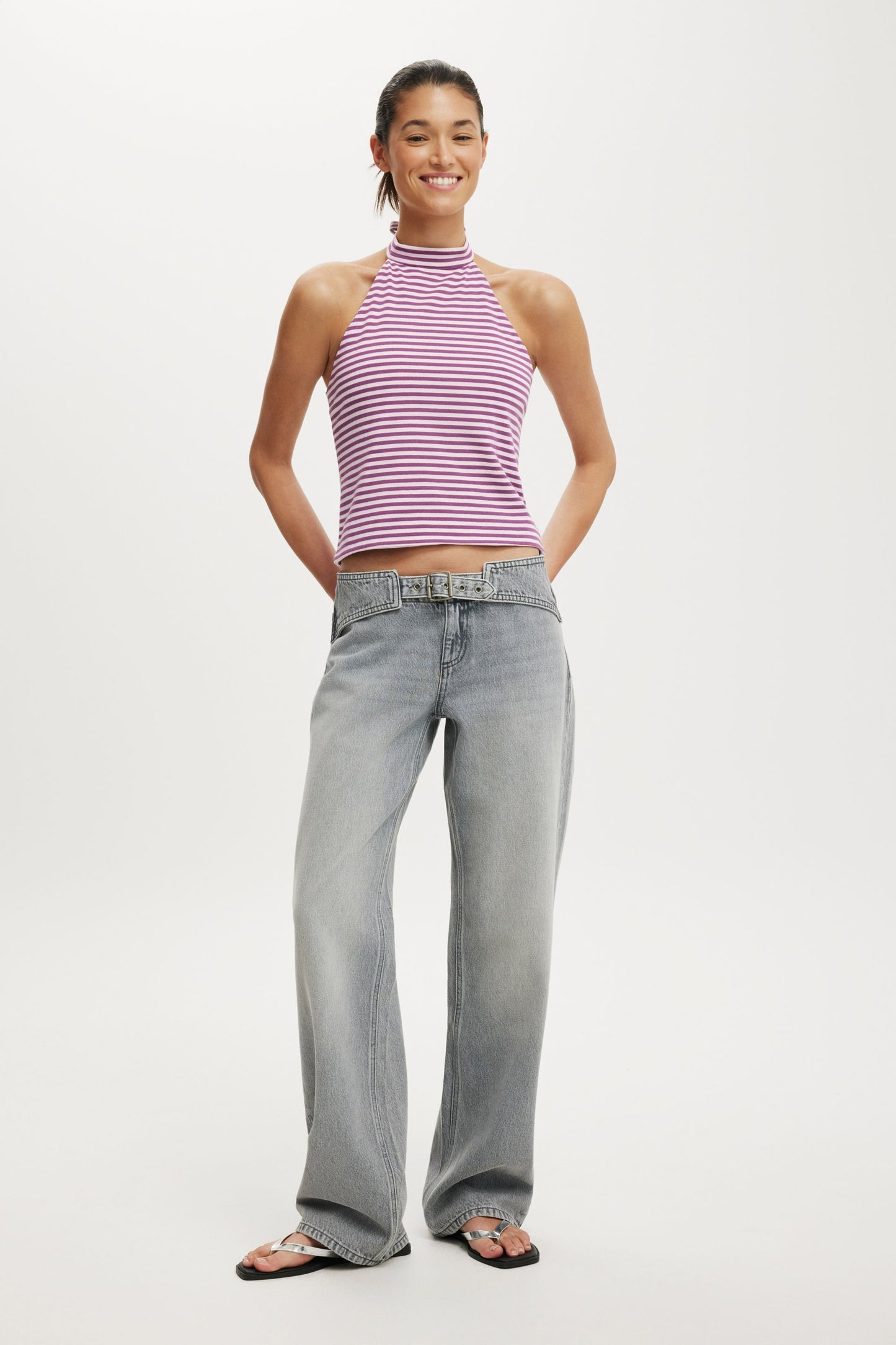 Belted Low Rise Straight Jean