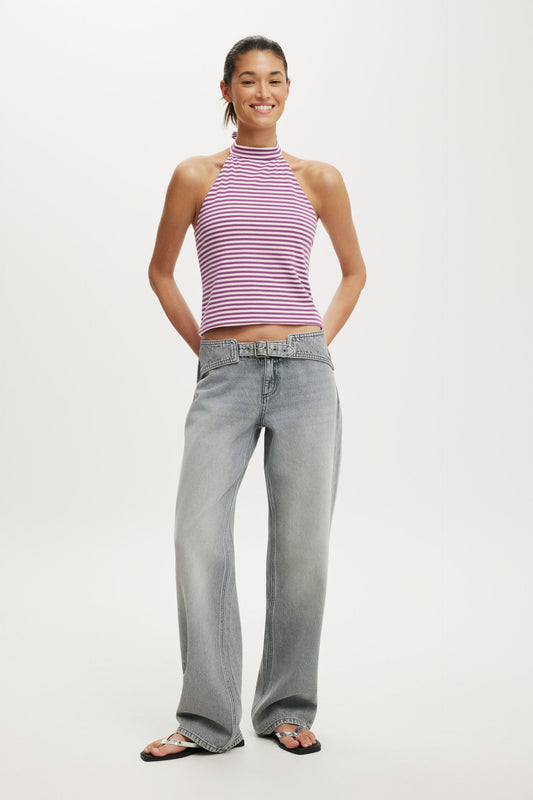 Belted Low Rise Straight Jean