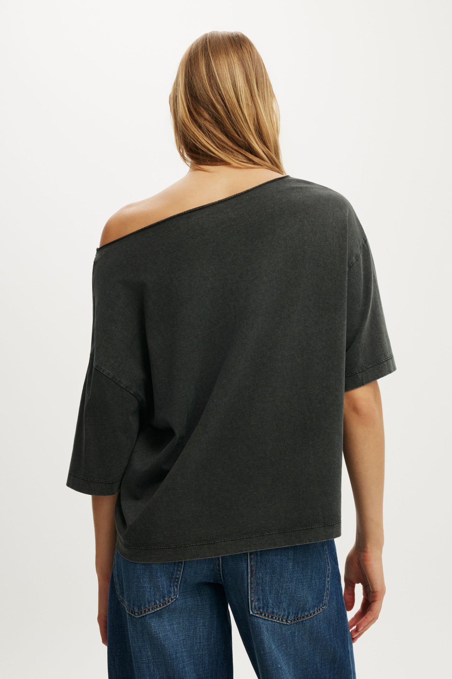 Rolling Stones Off the Shoulder Boxy Music Graphic Tee