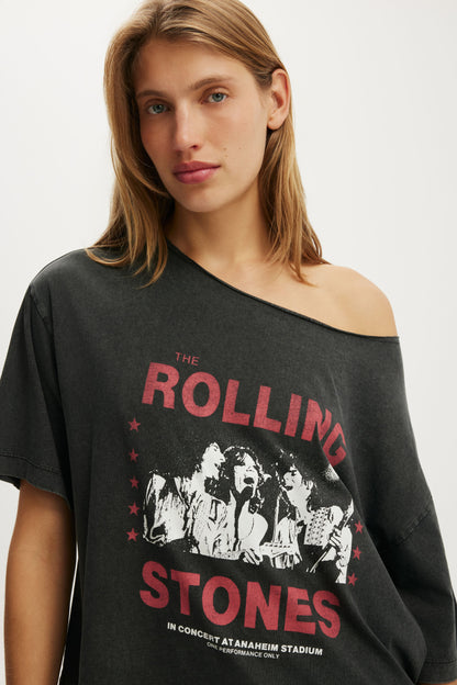 Rolling Stones Off the Shoulder Boxy Music Graphic Tee