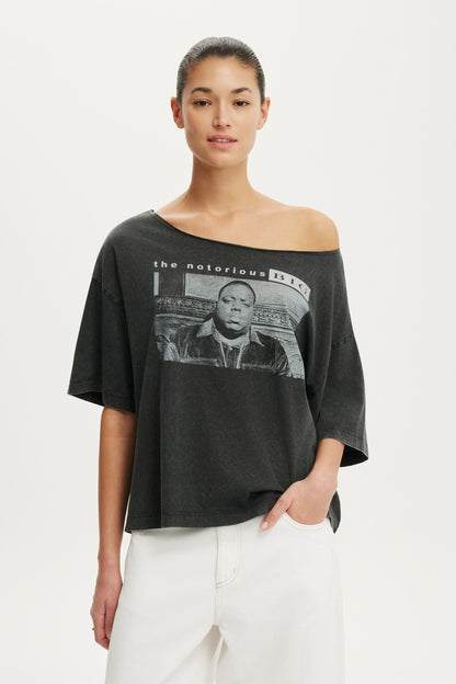 The Notorious B.I.G Off the Shoulder Boxy Music Graphic Tee