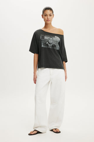 The Notorious B.I.G Off the Shoulder Boxy Music Graphic Tee