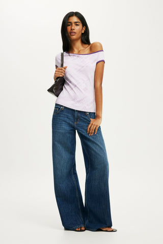 Off Shoulder Graphic Tee