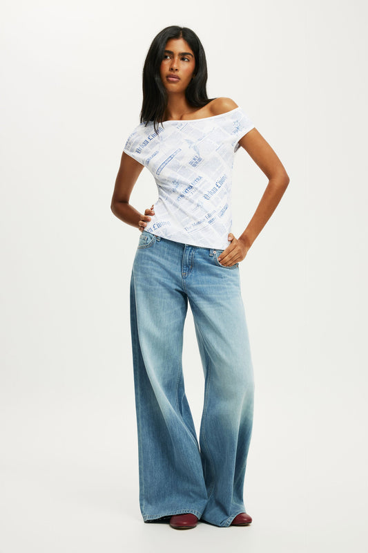 Off Shoulder Graphic Tee