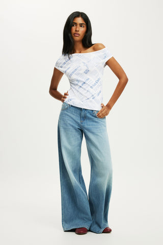 Off Shoulder Graphic Tee