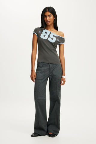 Off Shoulder Graphic Tee