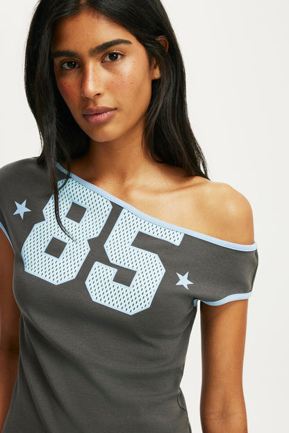 Off Shoulder Graphic Tee