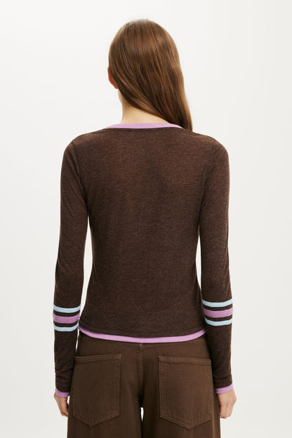 Ls Jersey Fitted Graphic Top