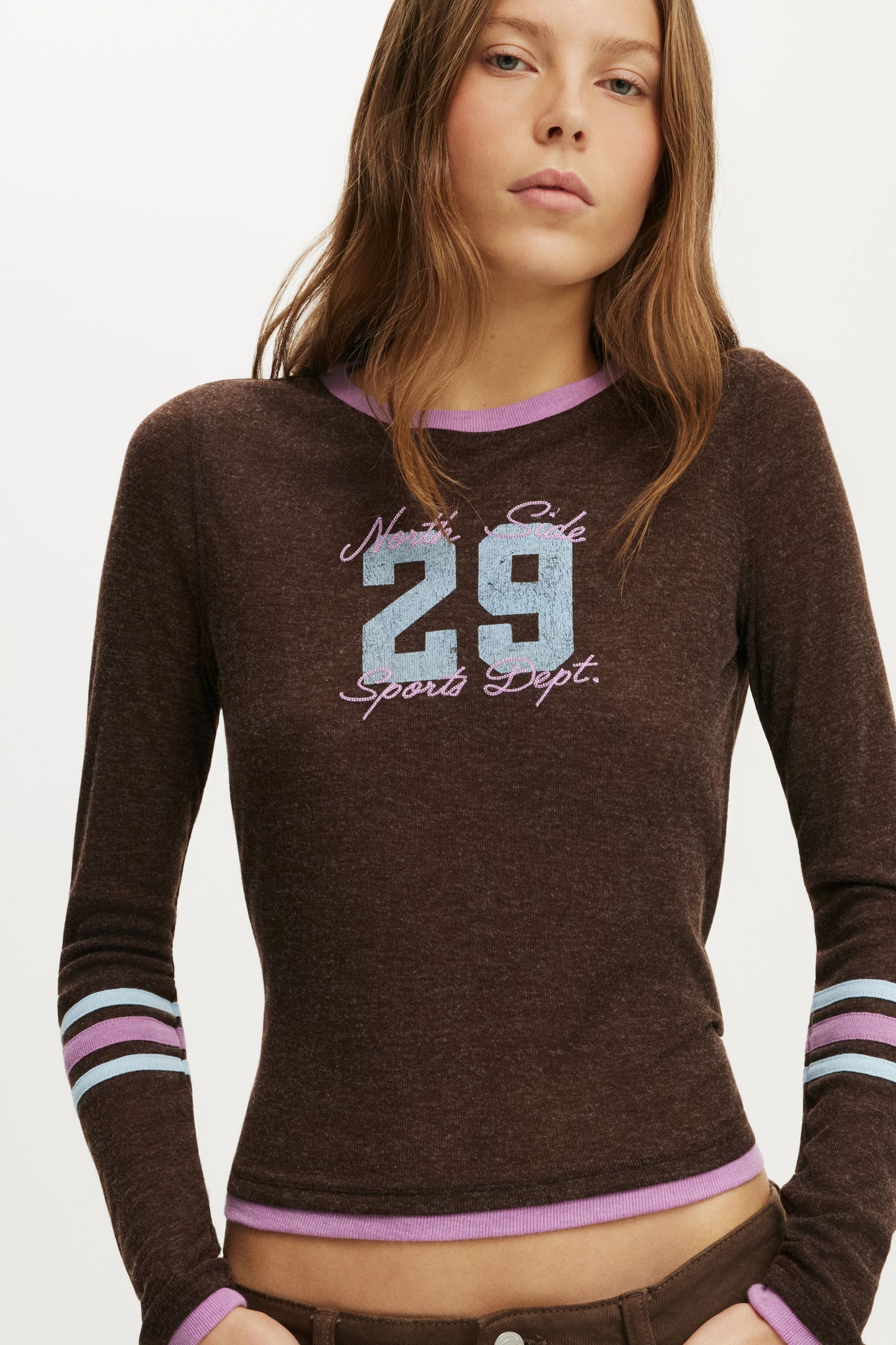 Ls Jersey Fitted Graphic Top