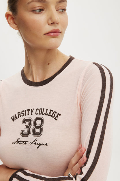 Ls Jersey Fitted Graphic Top