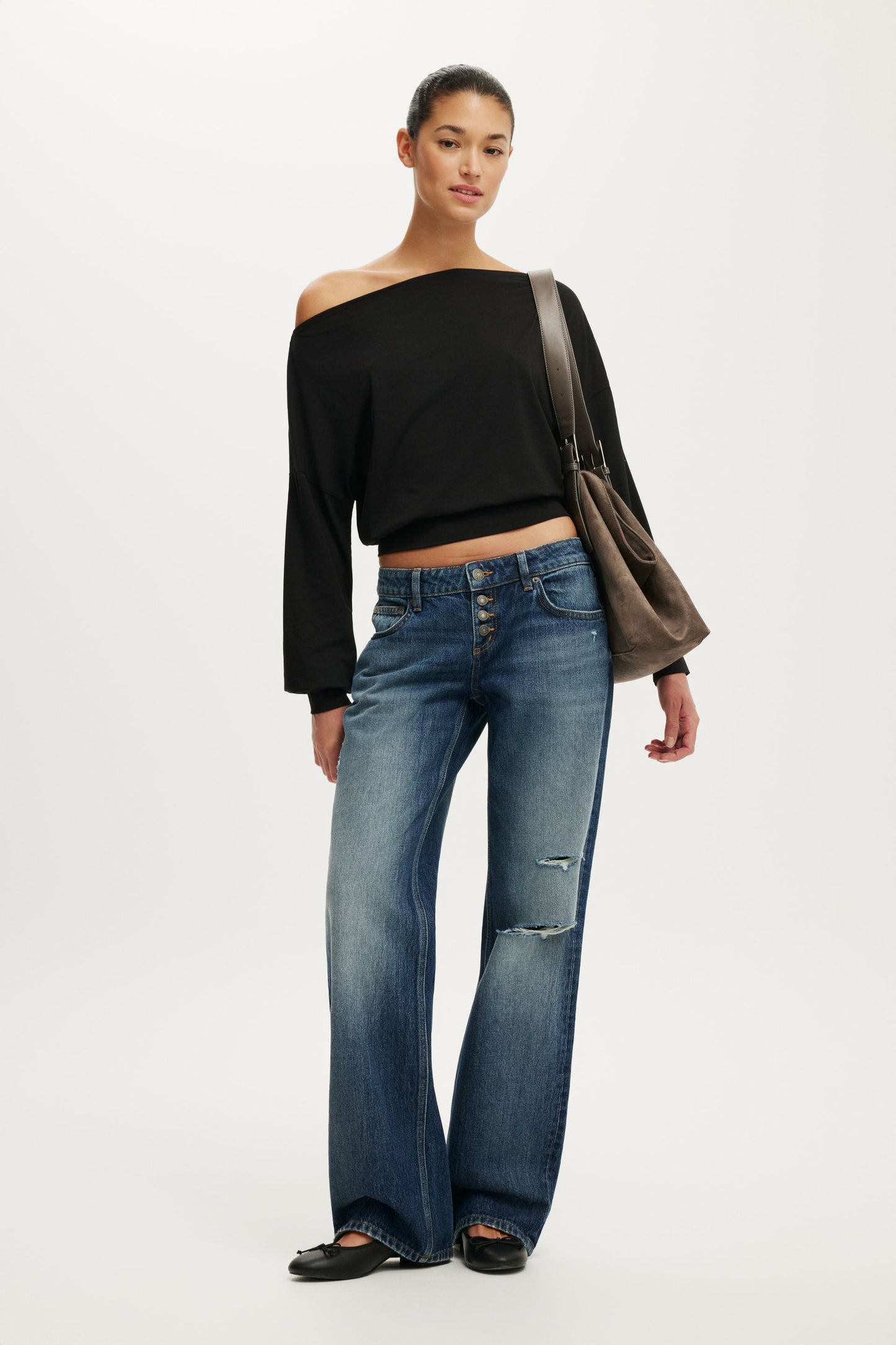 Sage Off Shoulder Long Sleeve